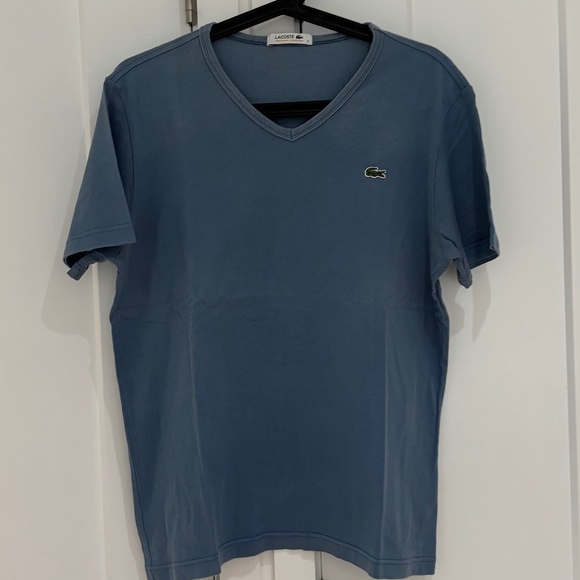Lacoste Men's V-Neck Tee Blue - Picture 1 of 2